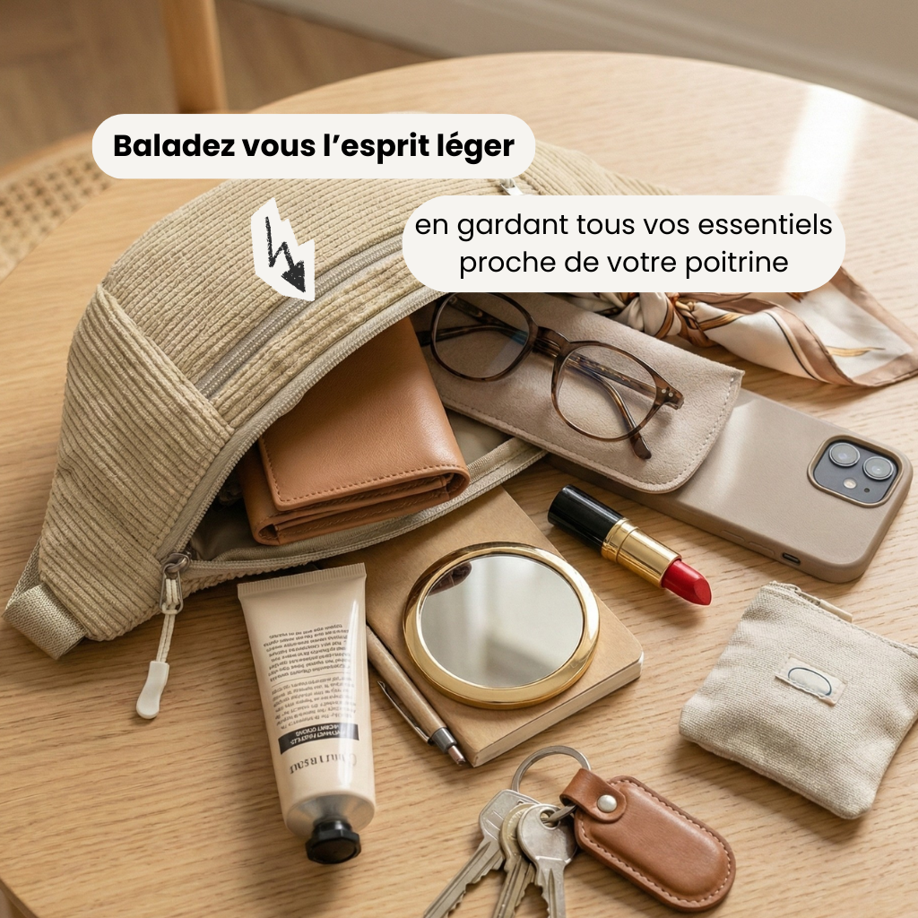 Sac bandoulière en velours côtelé