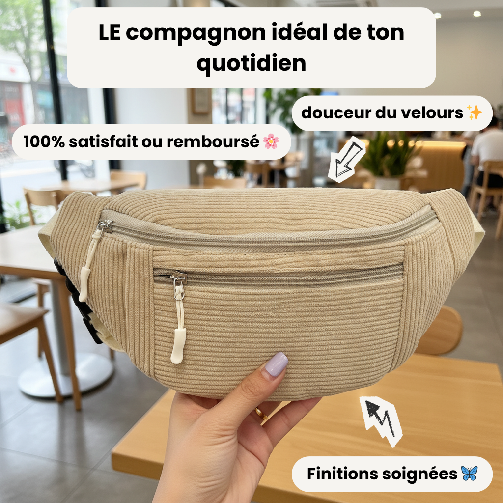 Sac bandoulière en velours côtelé