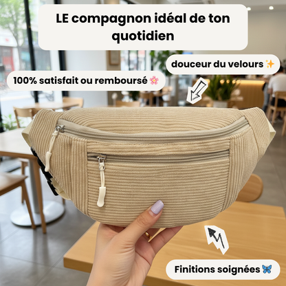 Sac bandoulière en velours côtelé