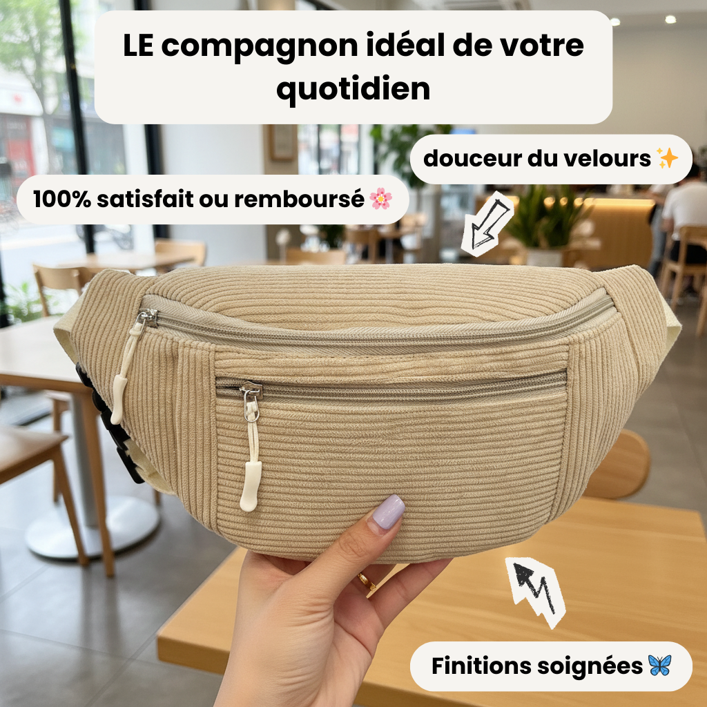 Sac bandoulière en velours côtelé