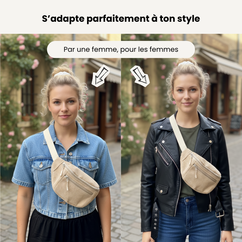 Sac bandoulière en velours côtelé