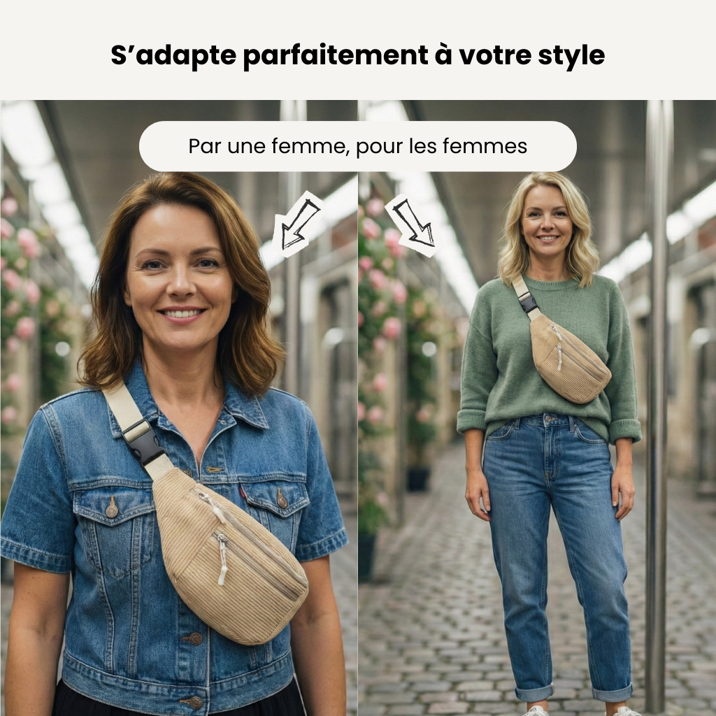 Sac bandoulière en velours côtelé