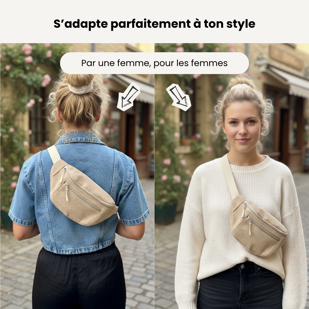 Sac bandoulière en velours côtelé