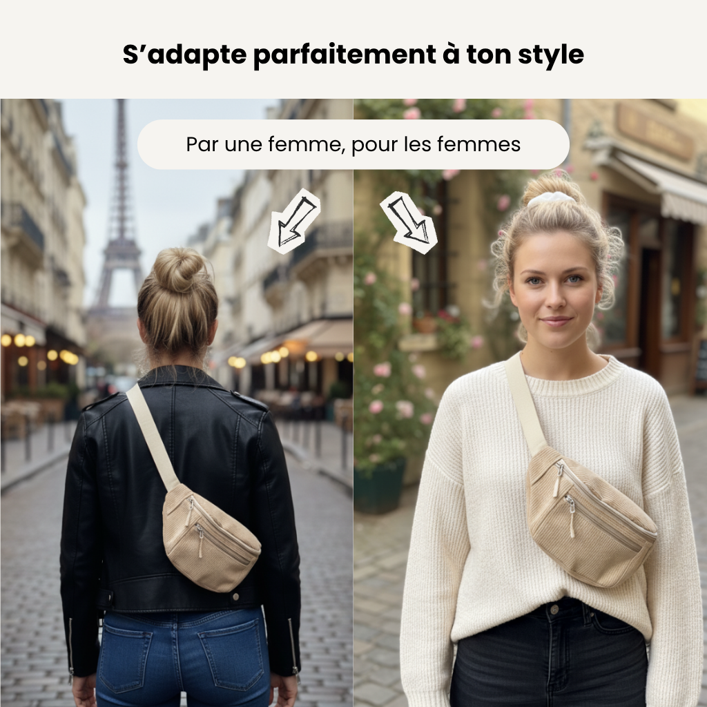 Sac bandoulière en velours côtelé