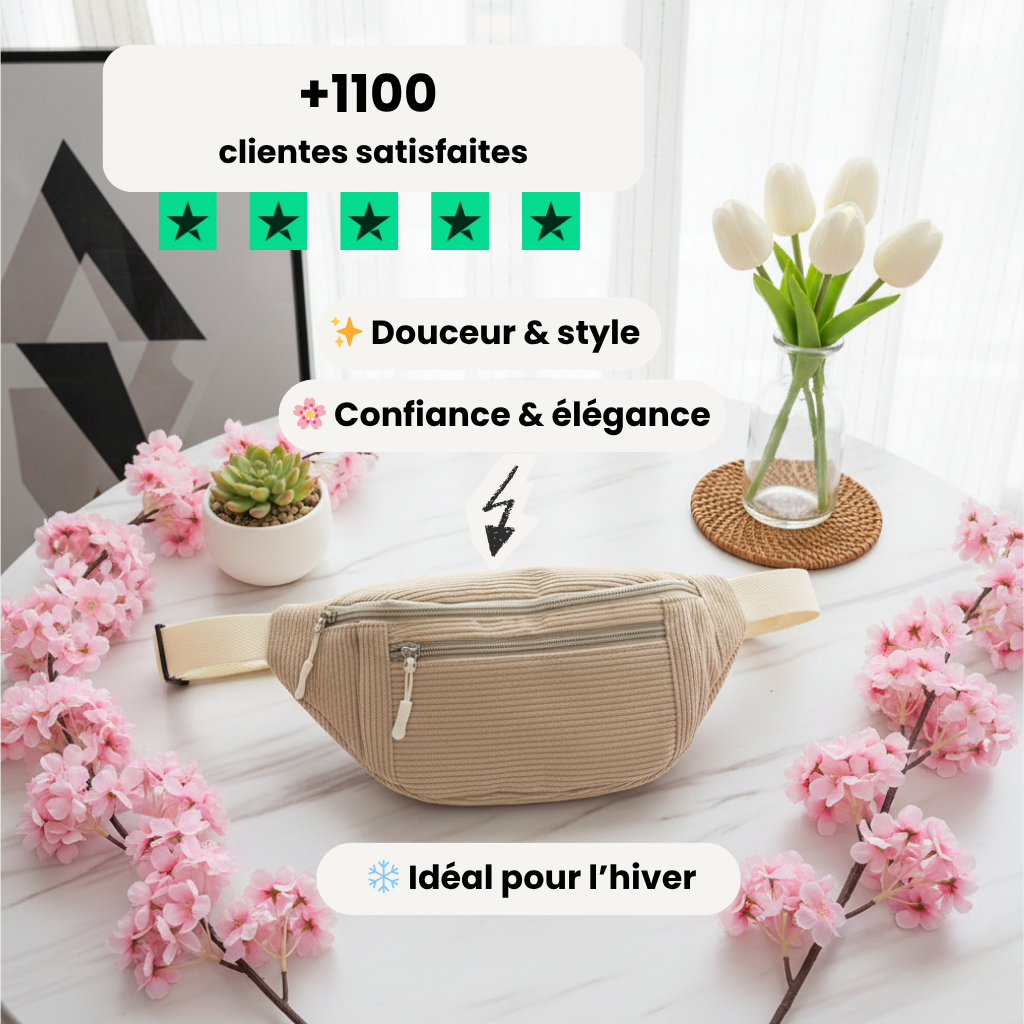 Sac bandoulière en velours côtelé