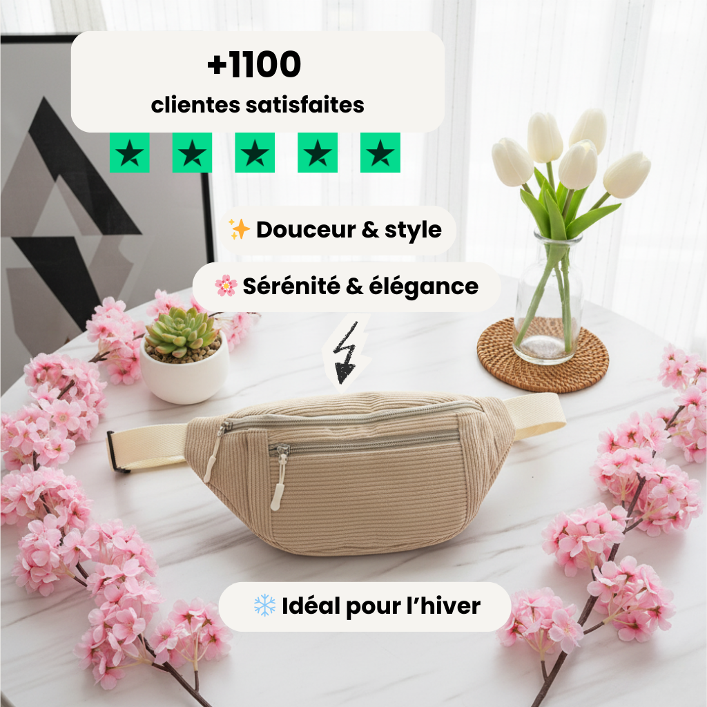 Sac bandoulière en velours côtelé